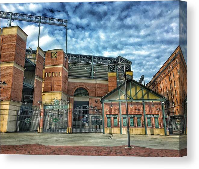 Oriole Park Canvas Print featuring the photograph Oriole Park at Camden Yards Gate by Marianna Mills