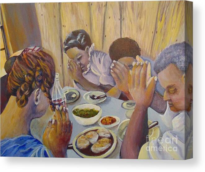 Prayer Canvas Print featuring the painting Our Daily Bread by Saundra Johnson