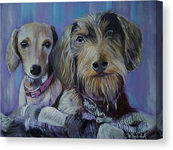 A Canvas Print featuring the painting Our Pups by Jan VonBokel