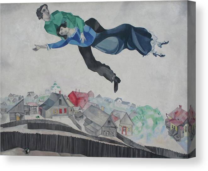 Marc Chagall Canvas Print featuring the painting Over the Town by Marc Chagall