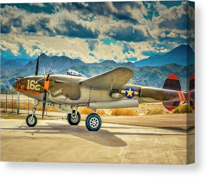 P-38 Lightening Canvas Print featuring the photograph P38 Fly In by Sandra Selle Rodriguez