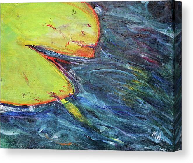 Lily Pad Canvas Print featuring the painting Pac-Man Pond by Madeleine Arnett
