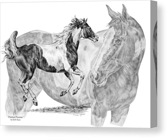 Paint Canvas Print featuring the drawing Painted Passion - Paint Horse Art Print by Kelli Swan