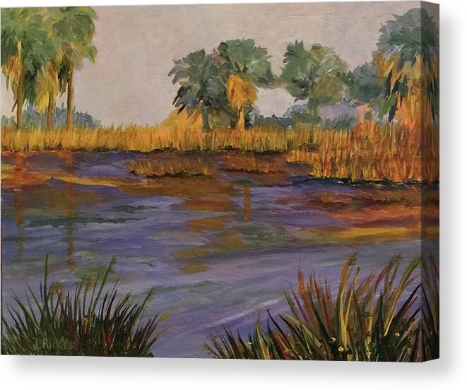 Bay Canvas Print featuring the painting Palm Tree Hideaway by Jane Ricker