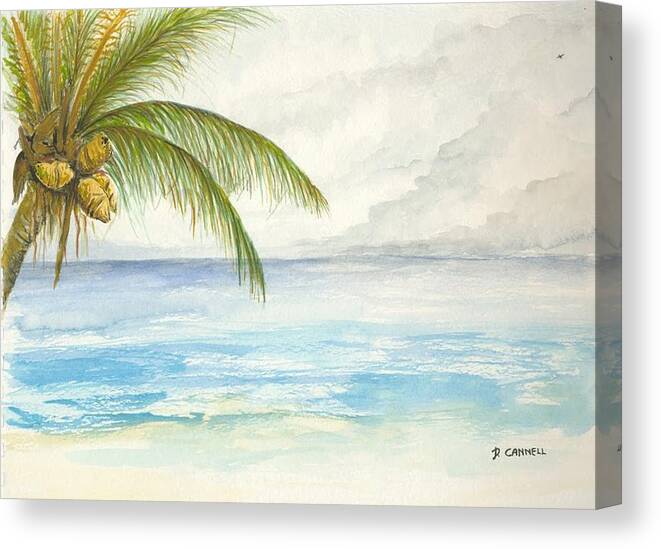 Tropical Canvas Print featuring the digital art Palm Tree Study by Darren Cannell