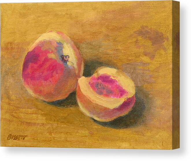 Peaches Canvas Print featuring the painting Peaches by Robert Bissett