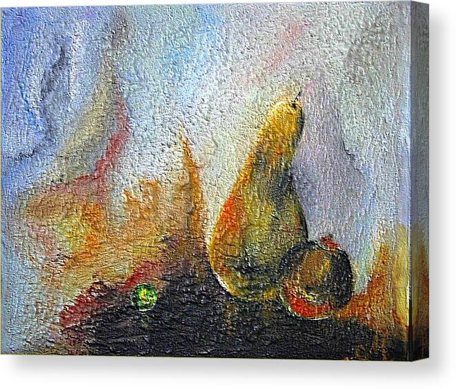Mixed Media Canvas Print featuring the mixed media Pear and pearl by Dragica Micki Fortuna