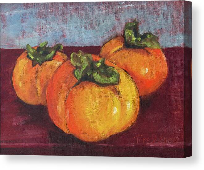 Eugene Canvas Print featuring the painting Persimmons Three by Tara D Kemp
