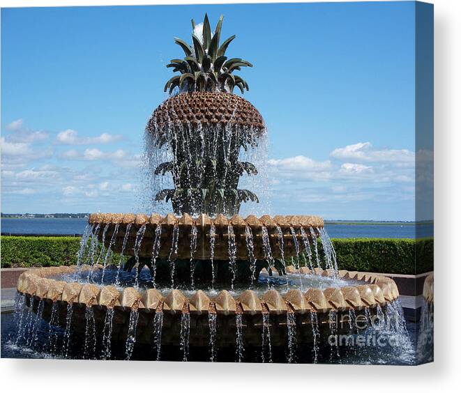 Pineapple Canvas Print featuring the photograph Pineapple Fountain by Melanie Snipes