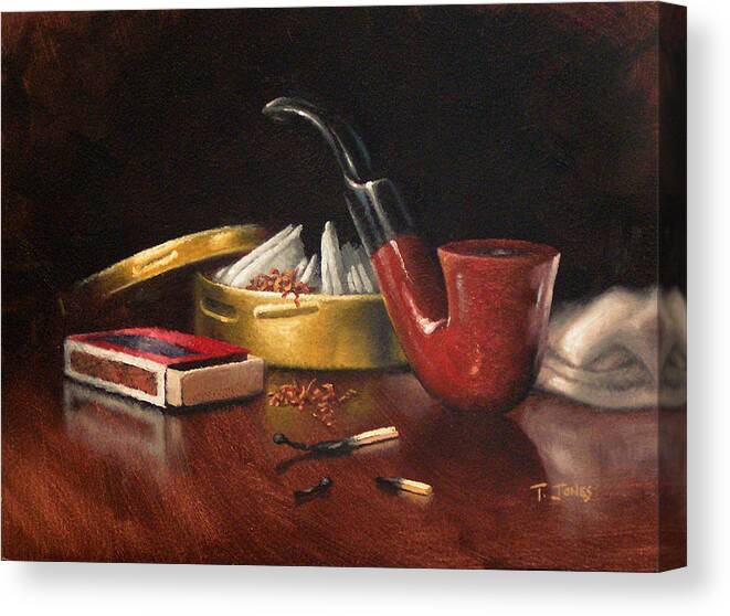 Pipe Canvas Print featuring the painting Pipe and Tobacco by Timothy Jones