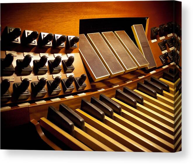 Pipe Organ Canvas Print featuring the photograph Pipe organ pedals by Jenny Setchell
