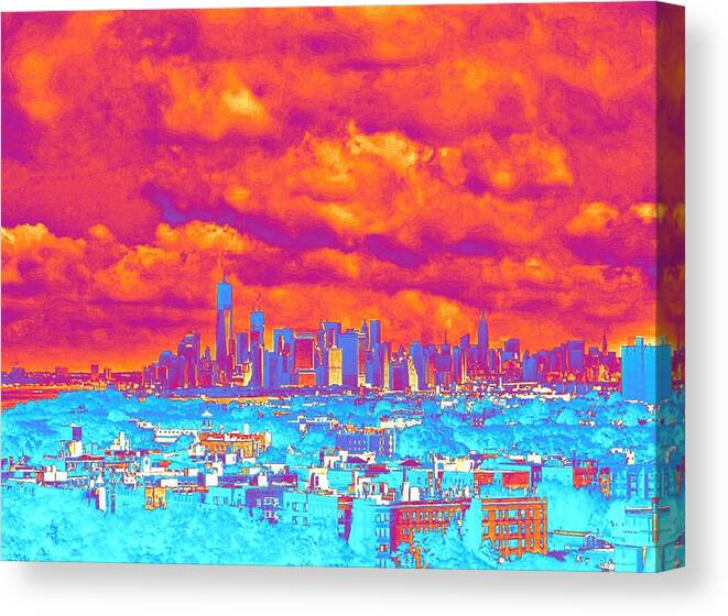 Nyc Skyline Canvas Print featuring the photograph Pop Art Manhattan by Stacie Siemsen