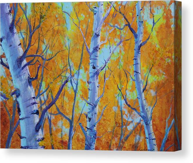Trees Canvas Print featuring the painting Poplar Stand by Ruth Kamenev