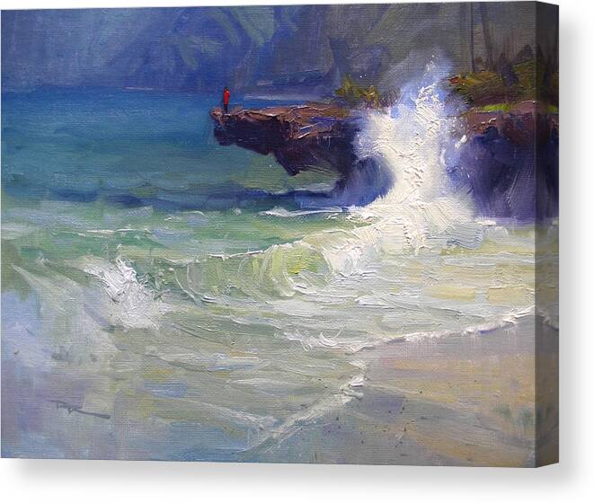 Haleiwa Paintings Canvas Print featuring the painting Pounders II by Richard Robinson