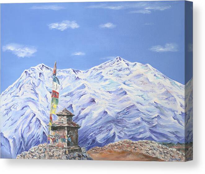 Nepal Canvas Print featuring the painting Prayer Flag by Elizabeth Lock