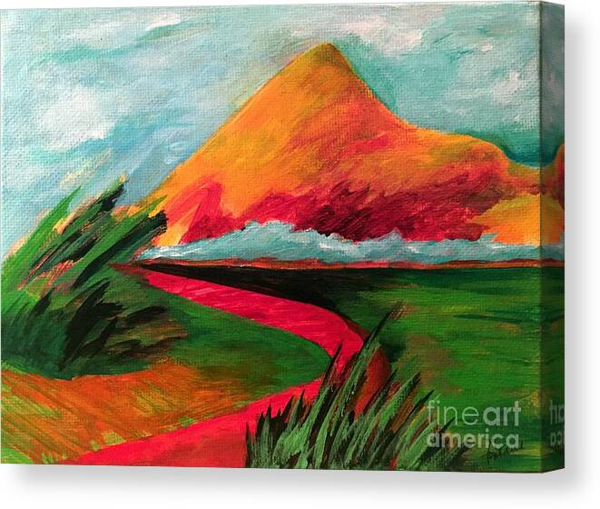 Mountain Canvas Print featuring the painting Pyramid Mountain by Elizabeth Fontaine-Barr