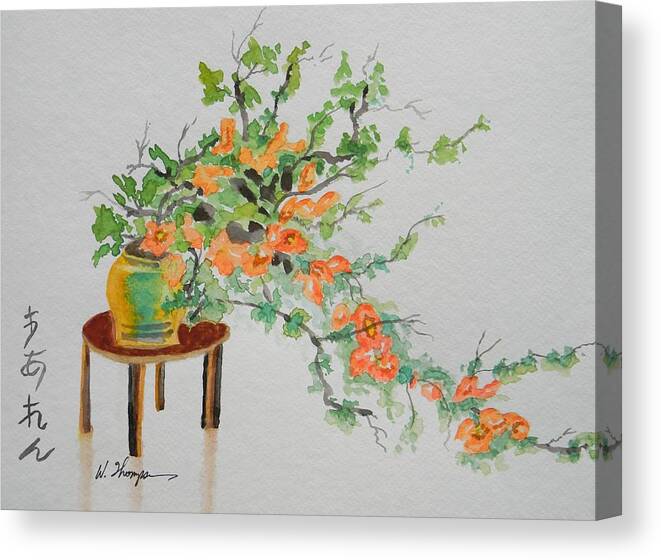 Quince Canvas Print featuring the painting Quince Bonsai by Warren Thompson