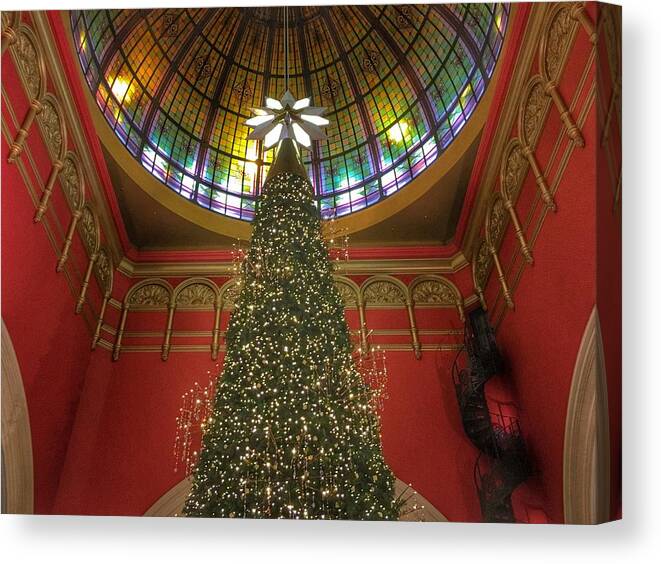 Christmas Tree Canvas Print featuring the photograph QVB Christmas Tree by Lawrence S Richardson Jr