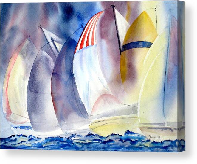 Sailing Canvas Print featuring the painting Race for the Mark by Diane Kirk
