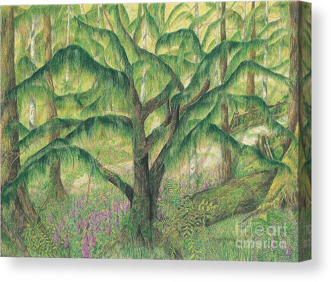 Rain Forest Canvas Print featuring the painting Rain Forest Washington State by Vicki Housel