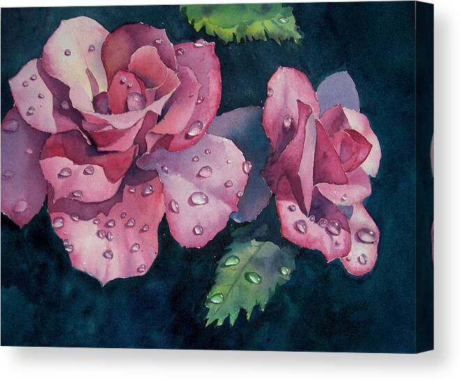 Raindrops Canvas Print featuring the painting Raindrops on Roses by Philip Fleischer