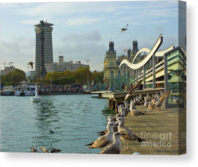 Architecture Canvas Print featuring the photograph Rambla Maritim in Barcelona by Anastasy Yarmolovich
