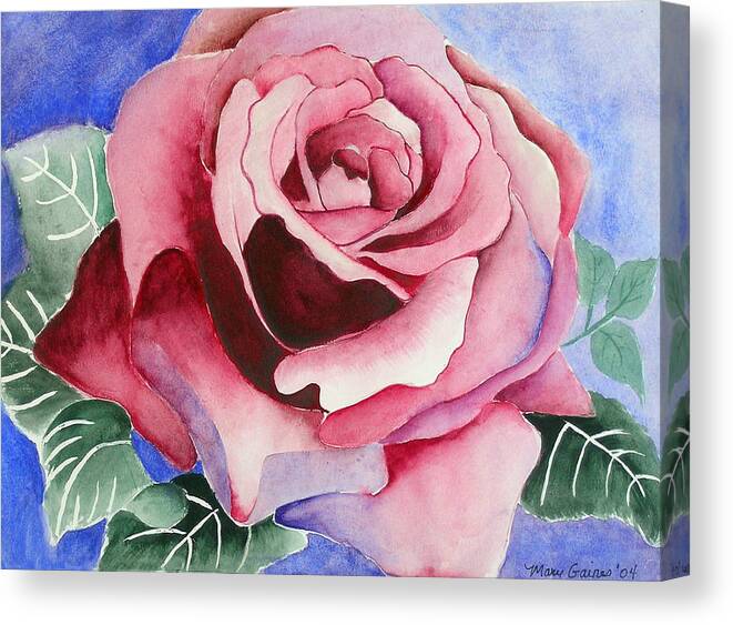 Pink Rose Canvas Print featuring the painting Ramblin' Rose by Mary Gaines