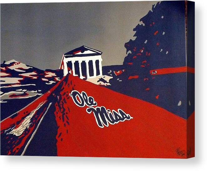 Ole Miss Canvas Print featuring the painting Ready to Take The field by Steve Cochran