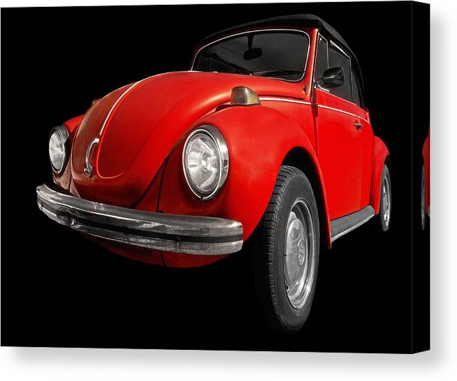 Vw Beetle Canvas Print featuring the photograph Red Convertible Volkswagen by Steven Michael