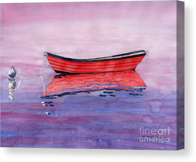 Red Dory Canvas Print featuring the painting Red Dory by Melly Terpening