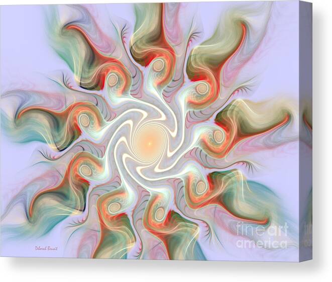 Fractal Canvas Print featuring the mixed media Release From The Center by Deborah Benoit
