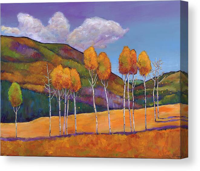 Autumn Aspen Canvas Print featuring the painting Reminiscing by Johnathan Harris