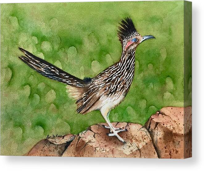 Roadrunner Canvas Print featuring the painting Remy Roadrunner by Lyn DeLano