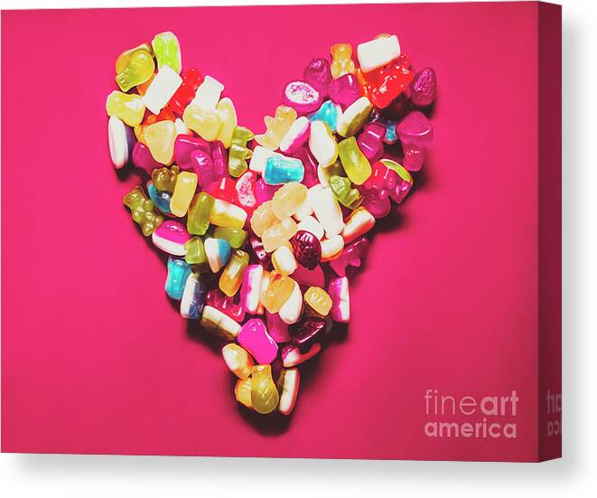 Gummy Canvas Print featuring the photograph Retro gummy lolly love by Jorgo Photography