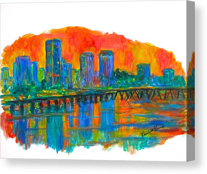 City Sunsets For Sale Canvas Print featuring the painting Richmond Gold by Kendall Kessler