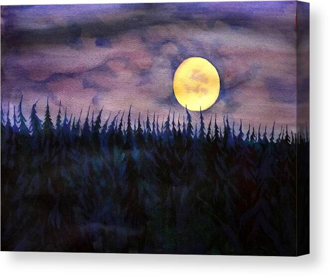 For Sale Canvas Print featuring the drawing Rising Moon Of Alaska by Anna Duyunova