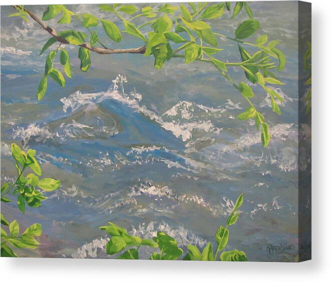New Leaves Canvas Print featuring the painting River Spring by Karen Ilari