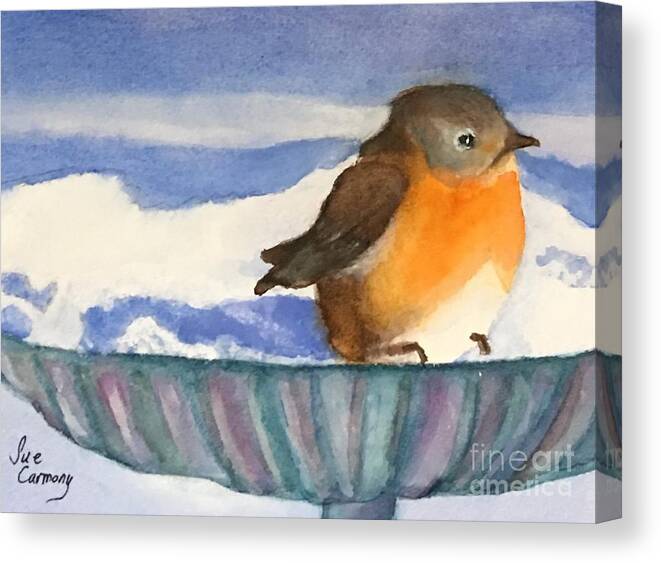 Robin Canvas Print featuring the painting Robin Sitting in the Sun by Sue Carmony