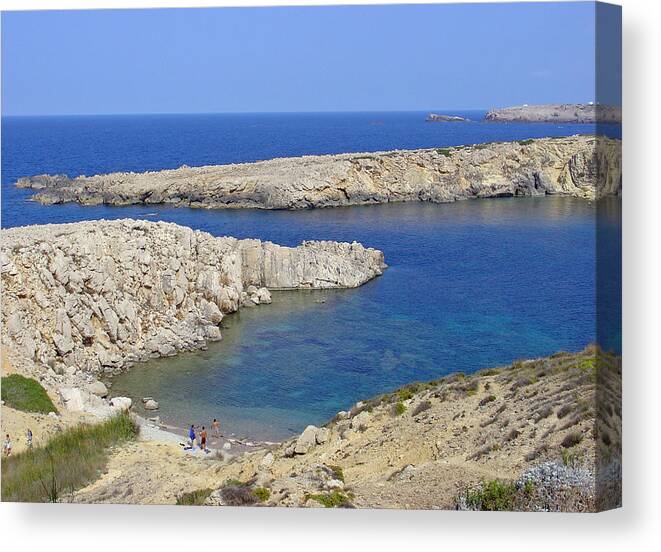 Europe Canvas Print featuring the photograph Rocky Cove, Menorca by Rod Johnson