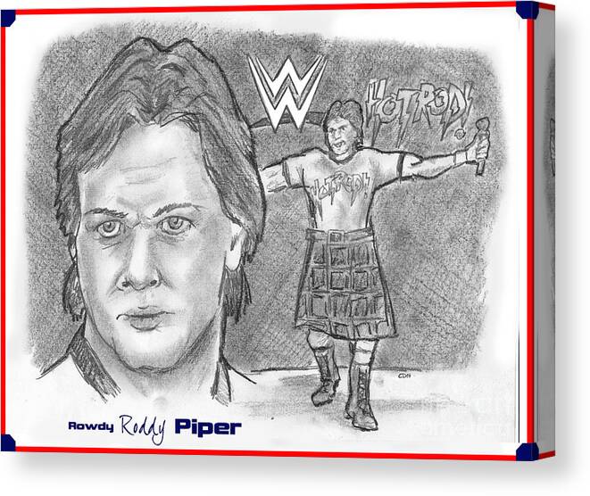 Wwf Canvas Print featuring the drawing Roddy Piper by Chris DelVecchio