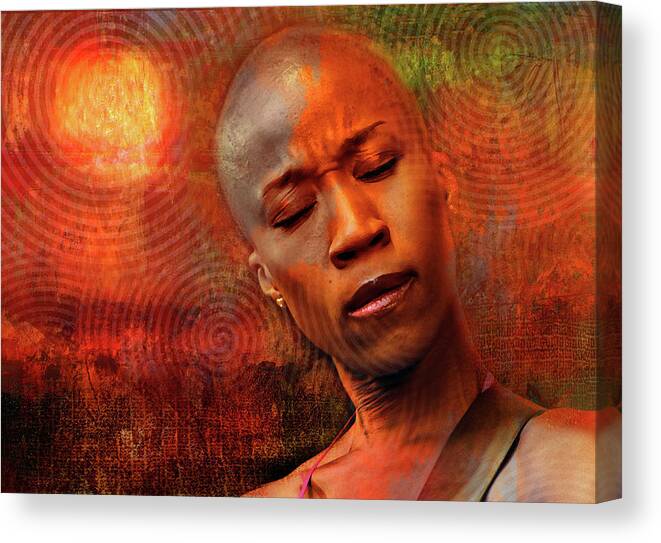 Rokia Traore Canvas Print featuring the mixed media Rokia Traore by Mal Bray