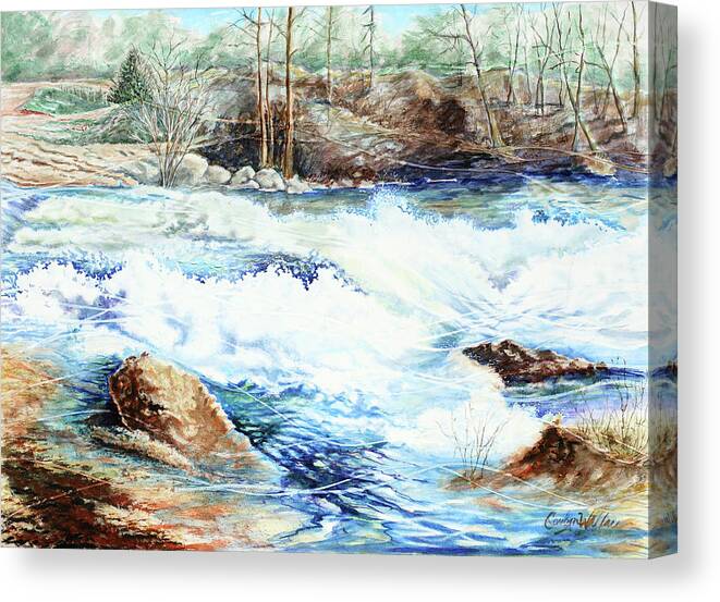 Water Canvas Print featuring the painting Rolling High Water by Carolyn Coffey Wallace