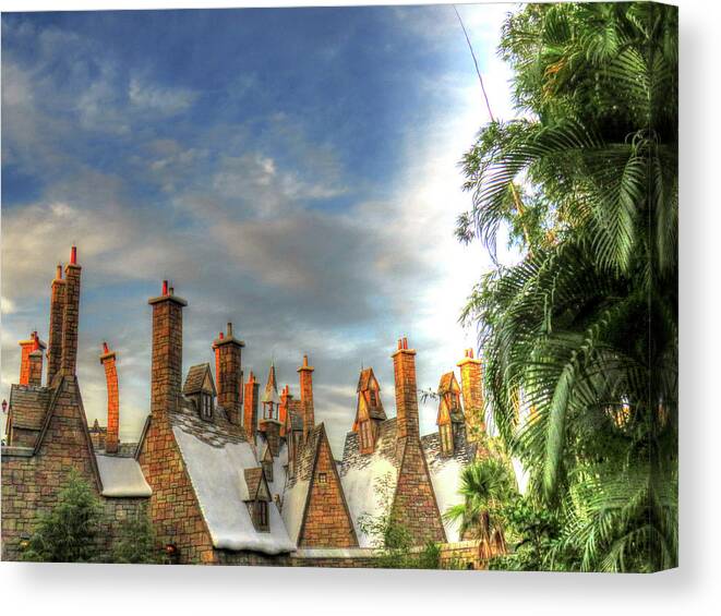 Hogsmeade Canvas Print featuring the photograph rooftops Hogsmeade by Tom Prendergast