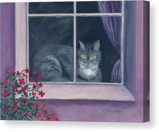 Cat Canvas Print featuring the painting Room with a View by Kathryn Riley Parker