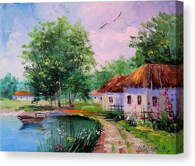 Rural Landscape Canvas Print featuring the painting Rural landscape by Olha Darchuk