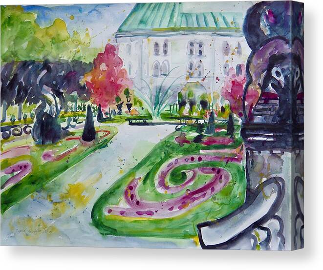 Salzburg Canvas Print featuring the painting Schloss Mirabell by Ingrid Dohm