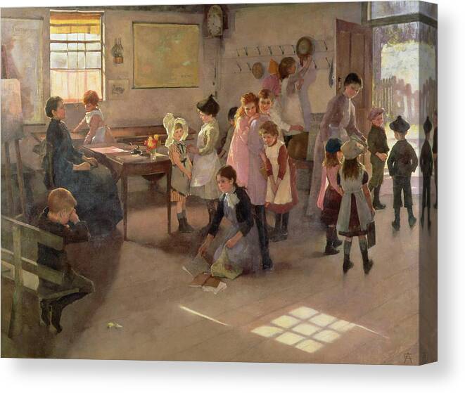 School Is Out Canvas Print featuring the painting School is Out by Elizabeth Adela Stanhope Forbes