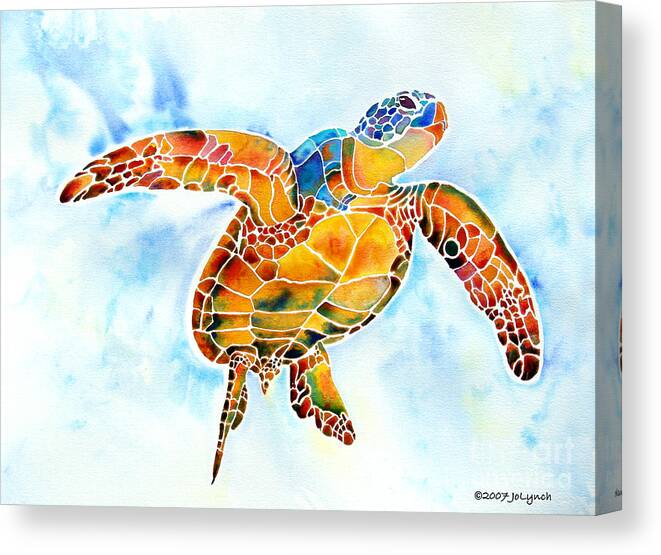 Sea Turtle Canvas Print featuring the painting Sea Turtle Gentle Giant by Jo Lynch