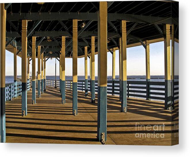 Seascape Canvas Print featuring the photograph Seascape Walk on the Pier by Carol F Austin
