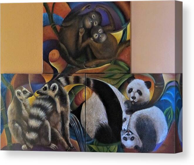 Zoo Canvas Print featuring the painting See You At The Zoo by Sherry Strong